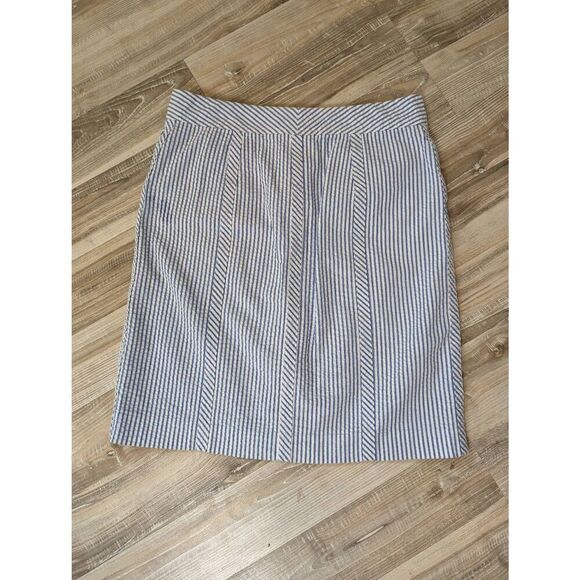 Tommy Hilfiger Skirt Women's Size 29 Blue White Pinstripe Mini 100% Cotton Butto - Picture 2 of 7